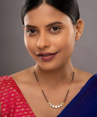 white sterling silver mangalsutra gold bead pendant 1