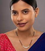 white sterling silver mangalsutra gold bead pendant