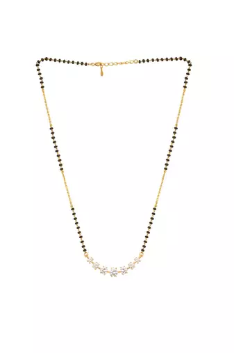 white sterling silver mangalsutra gold bead pendant