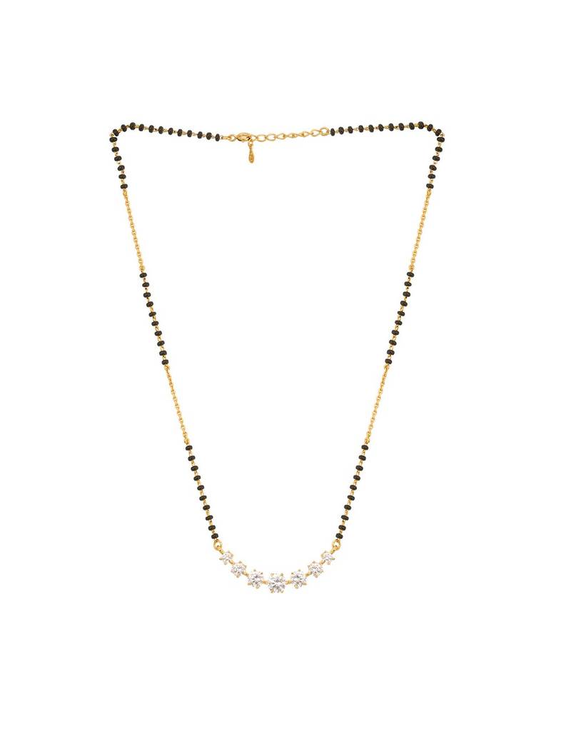 white sterling silver mangalsutra gold bead pendant