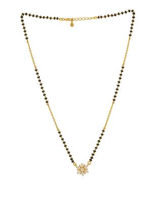 white silver mangalsutra with gold plating beads chain 2