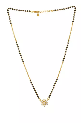 white silver mangalsutra with gold plating beads chain