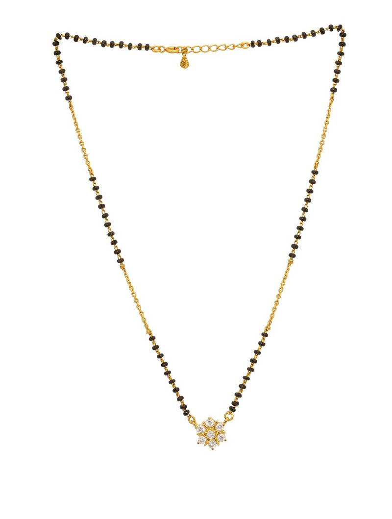 white silver mangalsutra with gold plating beads chain