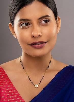 white silver mangalsutra with gold plating beads chain 1