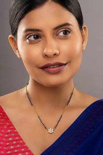 white silver mangalsutra with gold plating beads chain