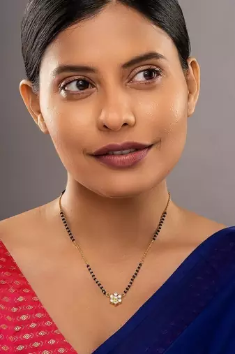 white silver mangalsutra with gold plating beads chain