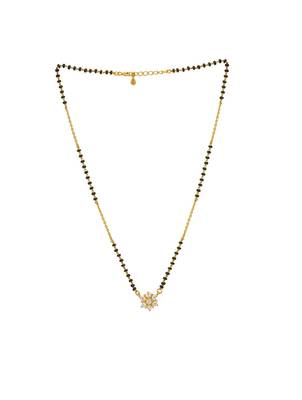 white silver mangalsutra with gold plating beads chain 3