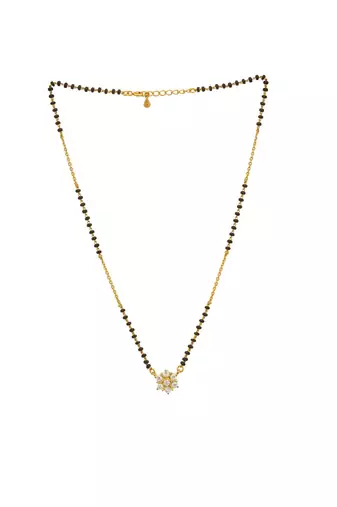 white silver mangalsutra with gold plating beads chain
