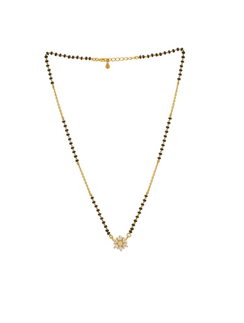 white silver mangalsutra with gold plating beads chain