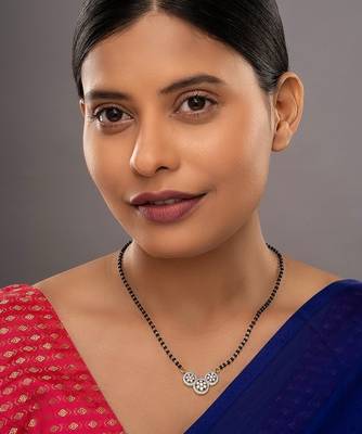 white silver mangalsutra with sleek bead chain work 1