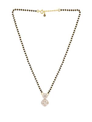 white silver mangalsutra with bead chain design work 2