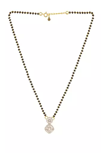 white silver mangalsutra with bead chain design work