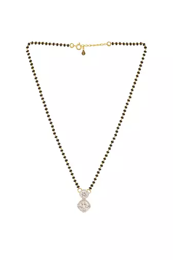 white silver mangalsutra with bead chain design work