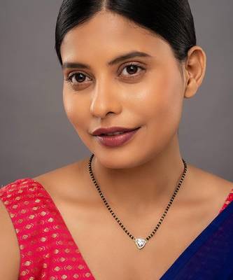 white silver mangalsutra with classic bead pendant work 1
