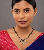 Gold plated green stone mangalsutra in sterling silver