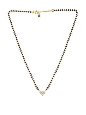 white silver mangalsutra with black bead pendant work 2