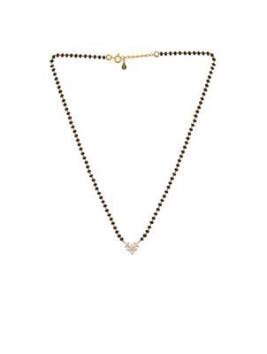 white silver mangalsutra with black bead pendant work 3