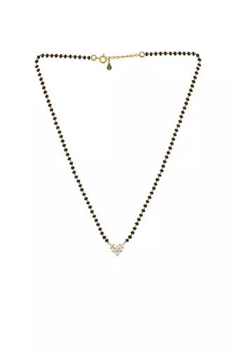 white silver mangalsutra with black bead pendant work