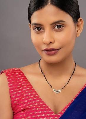 white silver mangalsutra with pendant design work 1