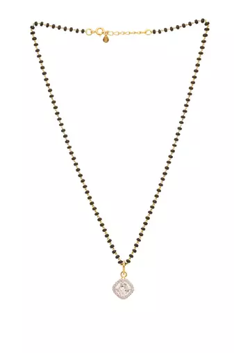 white silver mangalsutra with black bead design work