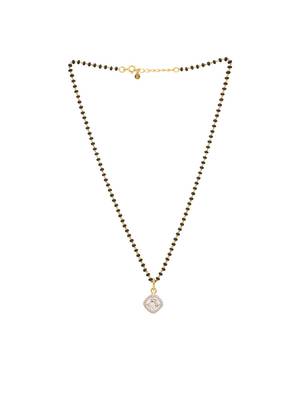 white silver mangalsutra with black bead design work 3