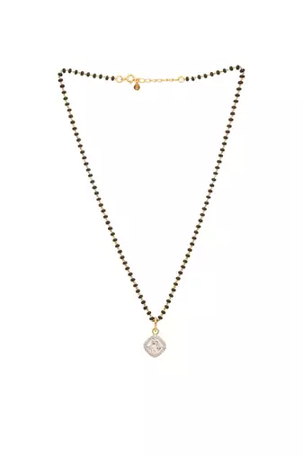 white silver mangalsutra with black bead design work