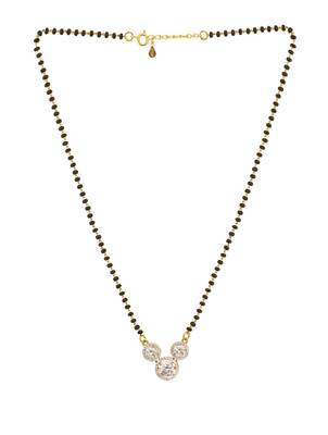 gold-plated triple stone cluster mangalsutra necklace 2