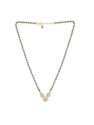 gold-plated triple stone cluster mangalsutra necklace 3