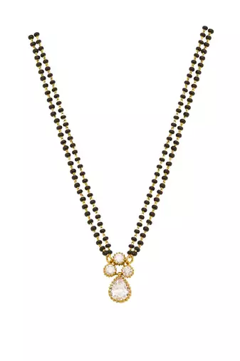 gold-plated minimal double drop mangalsutra necklace