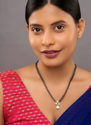 gold-plated minimal double drop mangalsutra necklace 1
