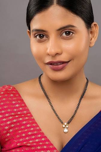 gold-plated minimal double drop mangalsutra necklace