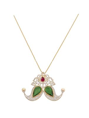 gold-plated green stone minimal round pendant necklace 2
