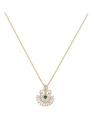 gold-plated sterling silver green stone drop pendant necklace 2