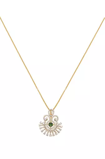 gold-plated sterling silver green stone drop pendant necklace