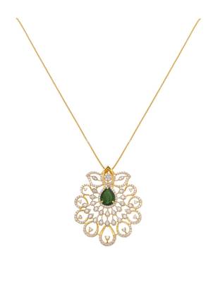 gold-plated sterling silver green statement filigree pendant necklace 2