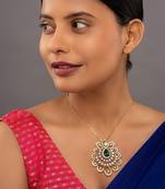 gold-plated sterling silver green statement filigree pendant necklace