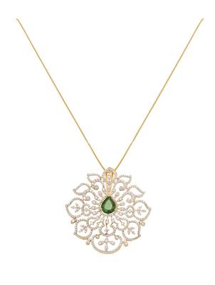 gold-plated sterling silver green filigree pendant necklace 2