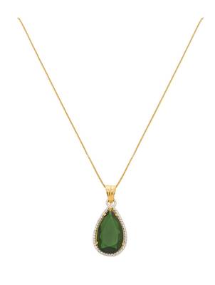 gold-plated sterling silver green pear pendant necklace 2