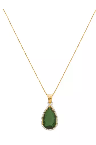 gold-plated sterling silver green pear pendant necklace