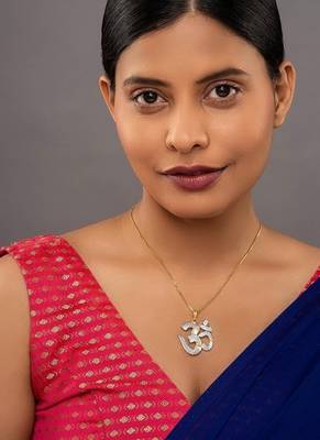 gold-plated sterling silver om pendant necklace 1