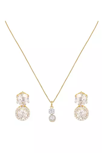 gold-plated sterling silver double drop pendant set