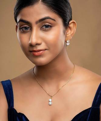 gold-plated sterling silver double drop pendant set 1