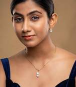 gold-plated sterling silver double drop pendant set