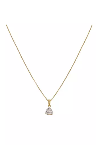 gold-plated sterling silver triangle halo pendant set
