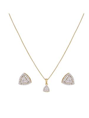 gold-plated sterling silver triangle halo pendant set 3