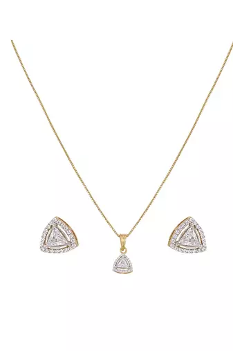 gold-plated sterling silver triangle halo pendant set