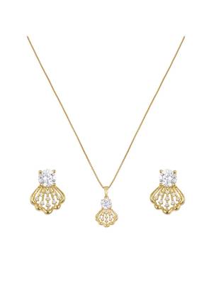 gold-plated sterling silver shell drop pendant set 2