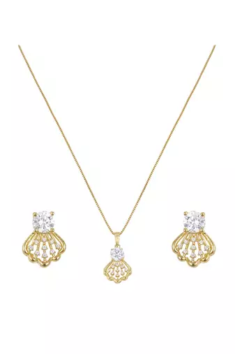gold-plated sterling silver shell drop pendant set