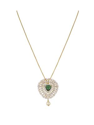 gold-plated sterling silver green polki pendant set 3