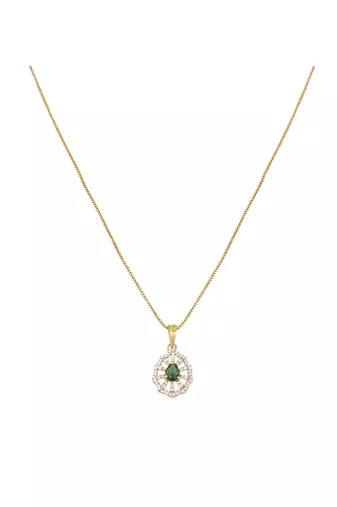 gold-plated sterling silver green teardrop pendant set